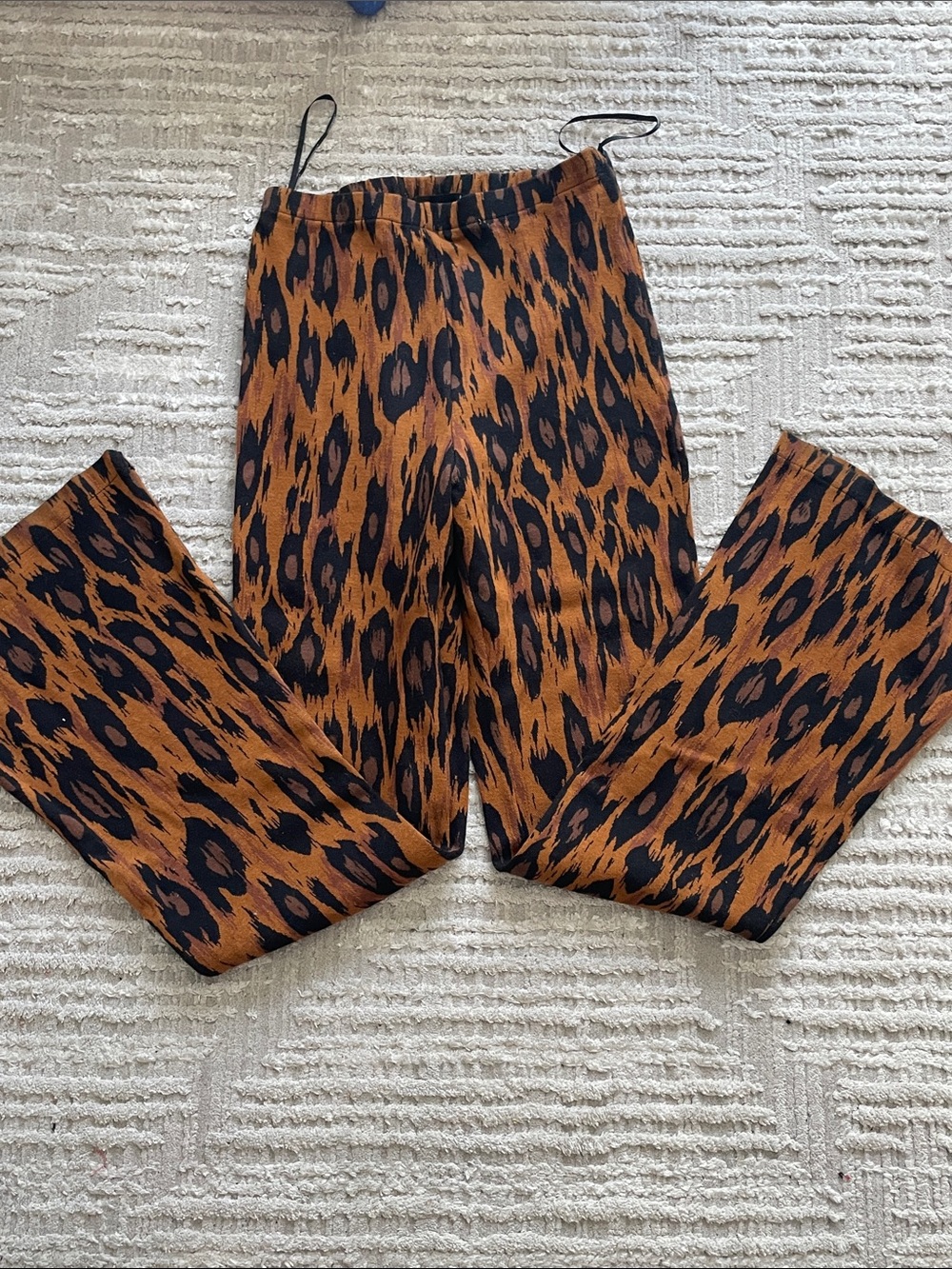 Leopard Print Wide-Leg Pants in Brown and Black